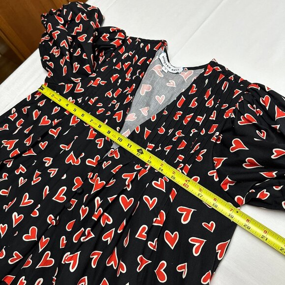 Hunter Bell Womens Jenkins Heart Print Dress Size Small Puff Sleeve Valentines - Picture 6 of 11